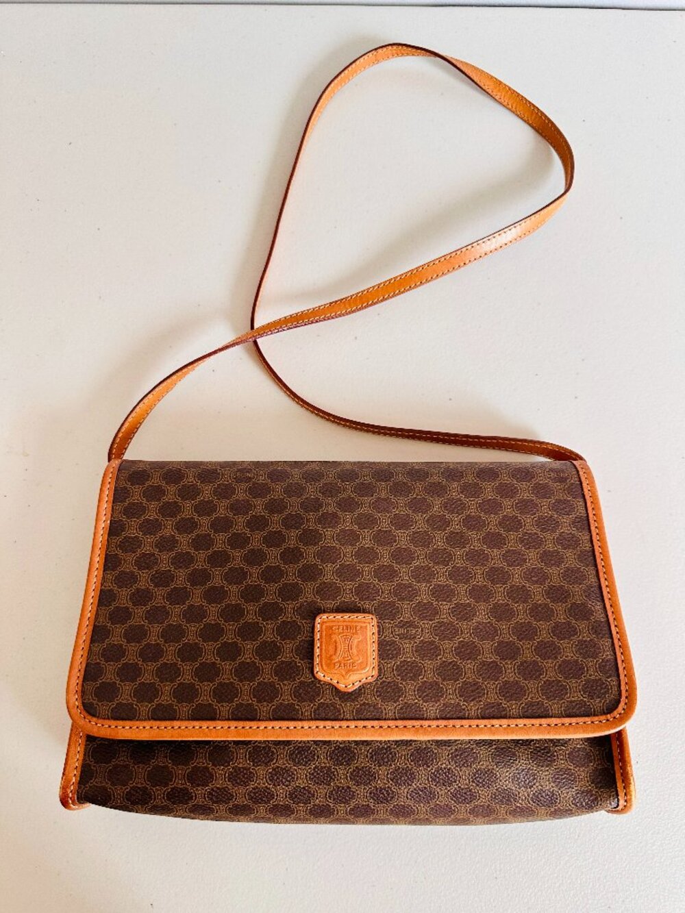 CELINE PARIS MACADAM CANVAS SIGNATURE LOGO SHOULDER BAG DM92 MADE IN ITALY